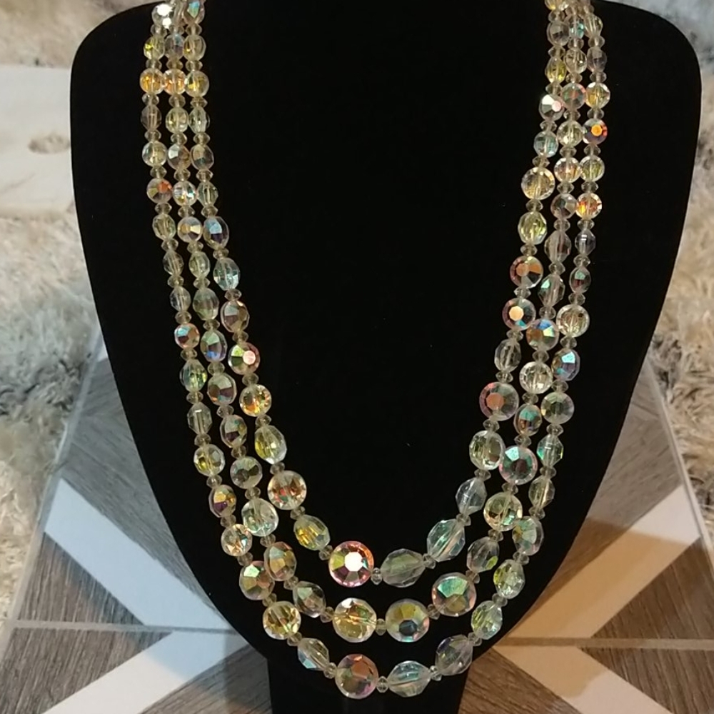 Aurora Borealis Triple Strand Necklace